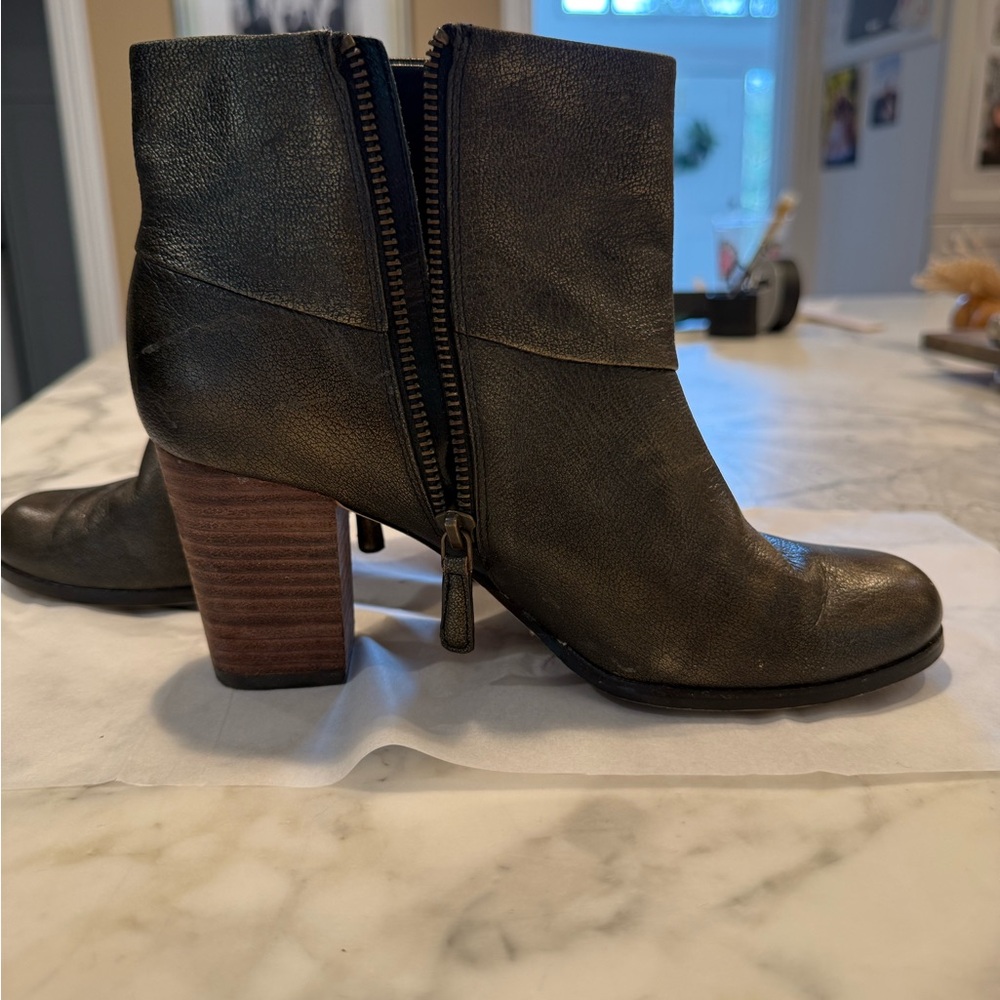 Cole Haan Leather Ankle Booties with Stacked Wood Heel